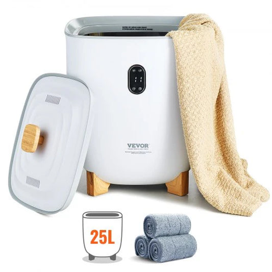 VEVOR 25L Towel Warmer with Dual Heating Modes, Auto Shut Off Timer, Bottom Heating Columns, LED Display - Ideal for Bath Towels, Spa Use, Bathrobes, Blankets, and Pajamas